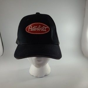 Peterbilt Trucker Snapback Hat Port Authority Model Black Cap Red Logo Mesh